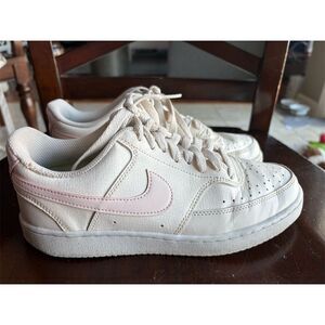 Nike Court Vision Low Women's Shoes White Pink Swoosh Size 7.5 Casual